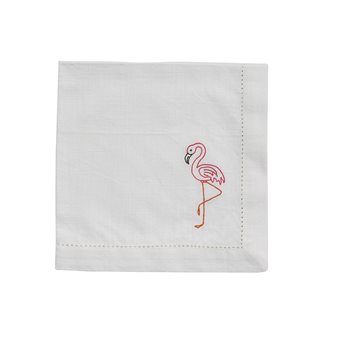 Embroidered Napkin Flamingo