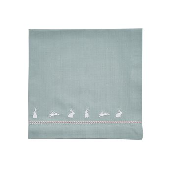 Emb Bunny Napkin Blue Mist