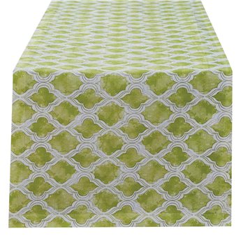 Watercolor Geo Green  Table Runner