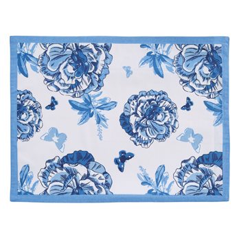 Florals And Flitters Reversible Placemat - Blue