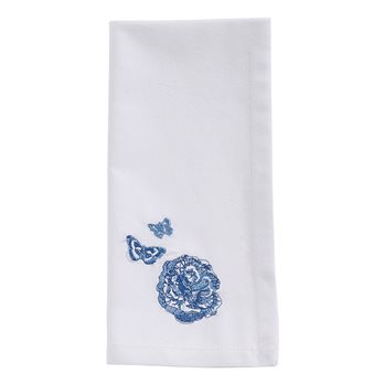 Florals And Flitters Embroidered Napkin - Blue