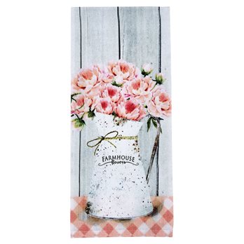 Farmhouse Peonies Dishtowel