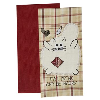 Eat Drink Be Hairy 2 Dishtowel Set