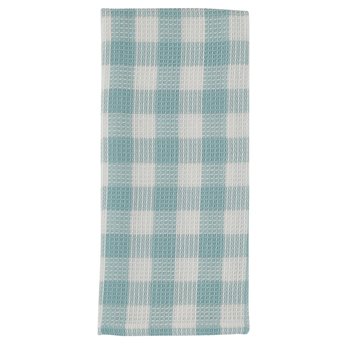 Gingham Check Waffle Dishtowel Aqua