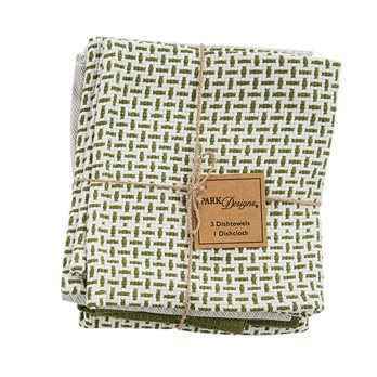 Peaceful Cottage 3 Dishtowel/1 Dishcloth Set