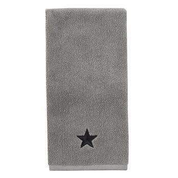 Gray Terry Fingertip Towel With Black Star