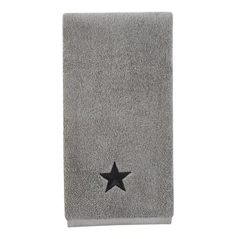 Gray Terry Hand Towel With Black Star