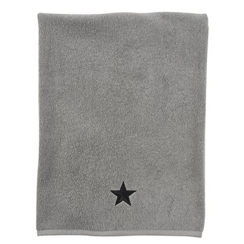 Gray Terry Bath Towel With Black Star