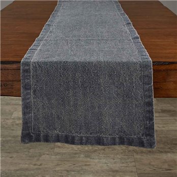 Washed Linen Solid Table Runner Blue 14X60