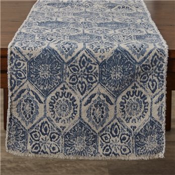 Mosaic Tile Printed Table Runner 15X72 - Blue