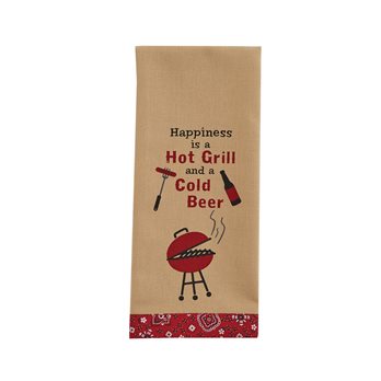 Hot Grill Cold Beer Printed Dishtowel