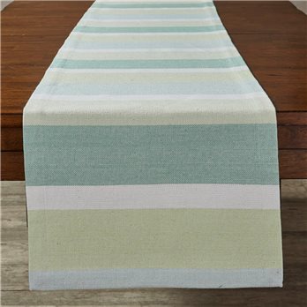 Serena Stripe Greens Table Runner 15X72