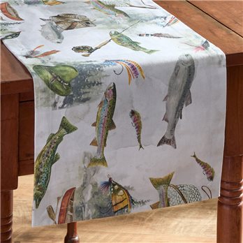 Fly Fishing Table Runner 13" X 36"