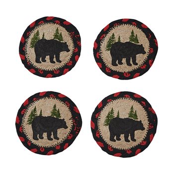 Black Bear Braided Coasters - Set Of 4