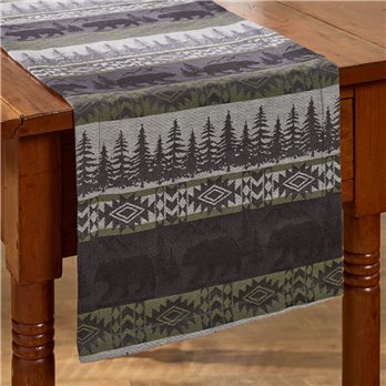 Green Mountain Bear Table Runner 13X36