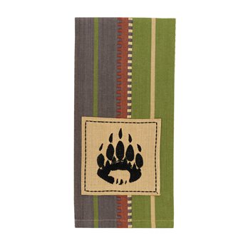 Shenandoah Stripe Bear Patch Decorative Dishtowel