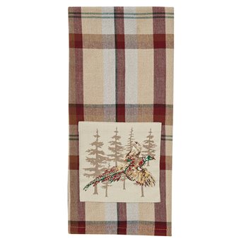 Gamekeeper Plaid Pheasant Embroidered Dishtowel