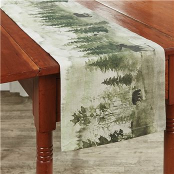 Watercolor Wildlife Table Runner 13X54