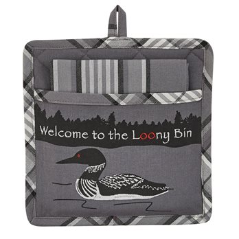 Welcome To The Loony Bin Pocket Potholder Set