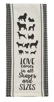 Love Dogs Print/Embroidered Dishtowel