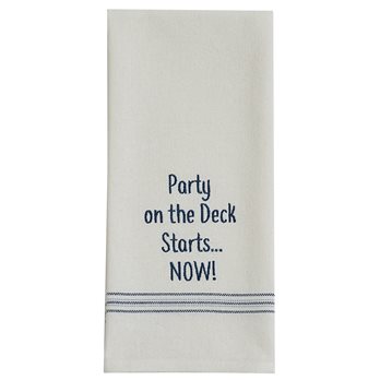 Party On The Deck Embroidered Sentiment Dishtowel