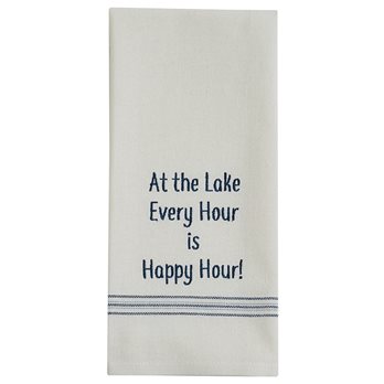 At The Lake Embroidered Sentiment Dishtowel