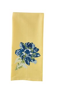 Blue Embroidered Flower Dishtowel