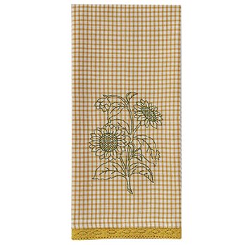 Sunflower Yellow Check Print Dishtowel