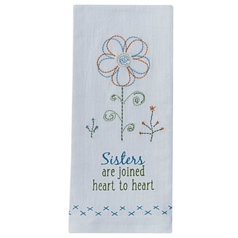 Sisters Are Joined Emb Dishtowel