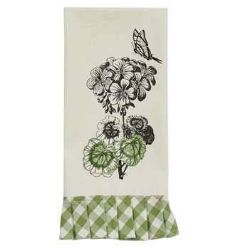 Geranium Butterfly Print/Embroidered Dishtowel