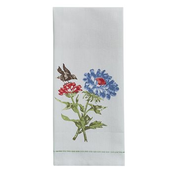 Bird With Flower Printed Dishtowel