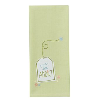 Tea Addict Emb/App Dishtowel