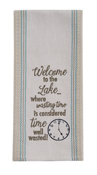 Welcome To The Lake Embroidered Dishtowel