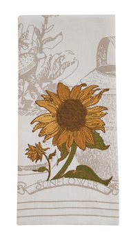 Garden Seeds Print/Embroidered Dishtowel