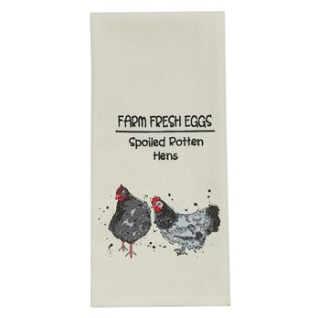 Farm Fresh Eggs Print/Embroidered Dishtowel