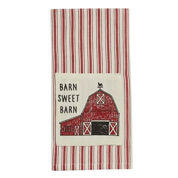 Barn Sweet Barn Print/Embroidered Dishtowel