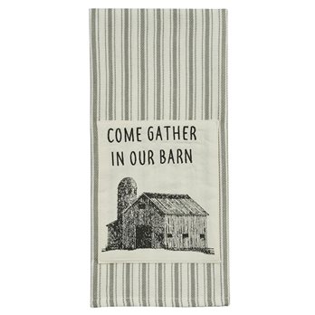 Come Gather Print/Embroidered Dishtowel