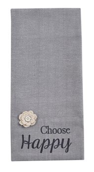 Choose Happy Embroidered Dishtowel