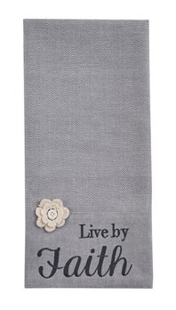 Live By Faith Embroidered Dishtowel