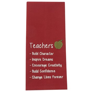 Teachers Apple Embroidered Applique Dishtowel