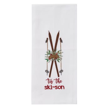 Tis The Ski-Son Embroidered Dishtowel