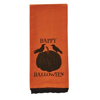 Two Crows And Pumpkins Dishtowel