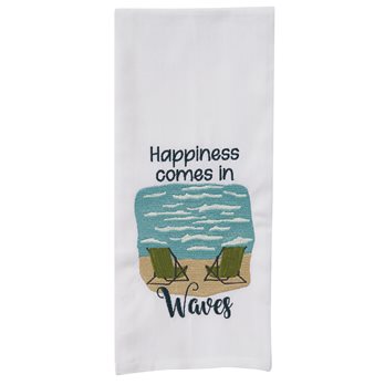 Happiness Comes In Waves Dishtowel