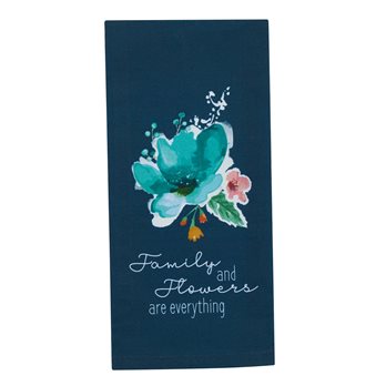 Family And Flowers Decorative Dishtowel