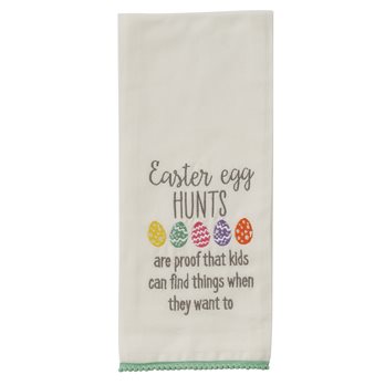 Easter Egg Hunts Embroidered Dishtowel