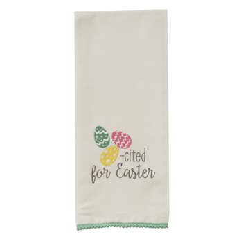 Egg-Cited For Easter Embroidered Dishtowel