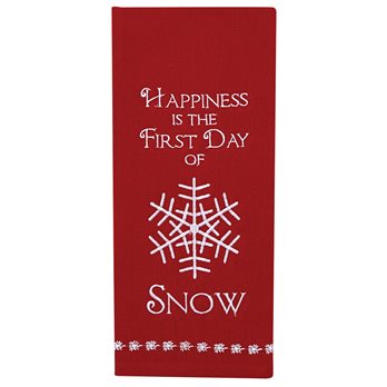 Happiness Snow Embroidered Dishtowel