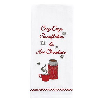 Cozy Day Thermos Embroidered Dishtowel