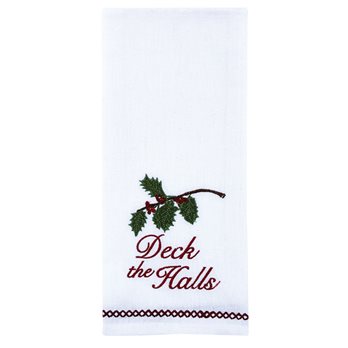 Deck The Halls Embroidered Dishtowel