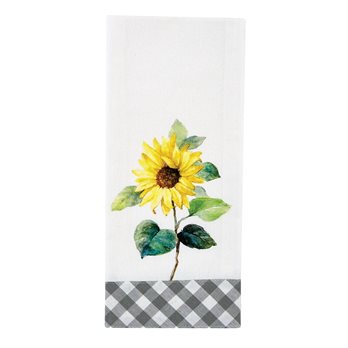 Sunflower Check Bordered Dishtowel